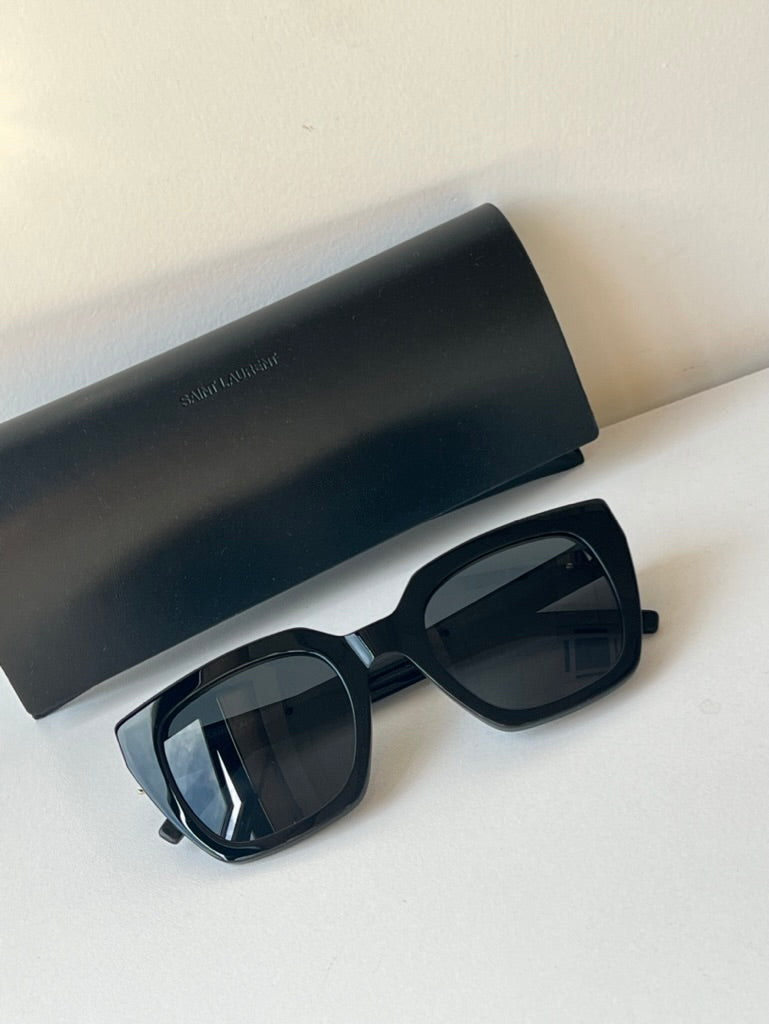 Saint Laurent SLM143 Square Sunglasses in Black Gold