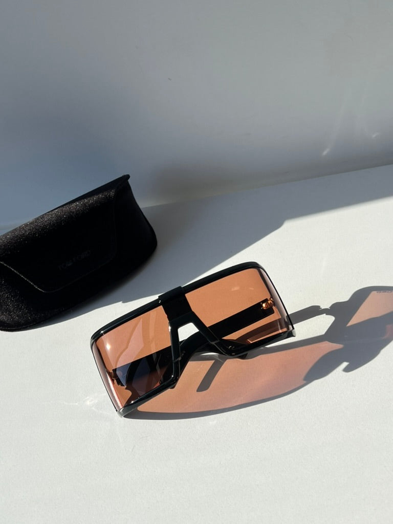 Tom Ford Parker FT1118 Mask Sunglasses in Black Brown