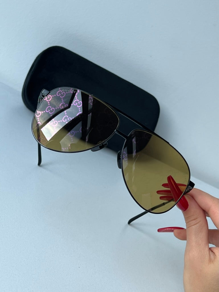 Gucci GG1677S GG Logo Mirrored Aviator Sunglasses