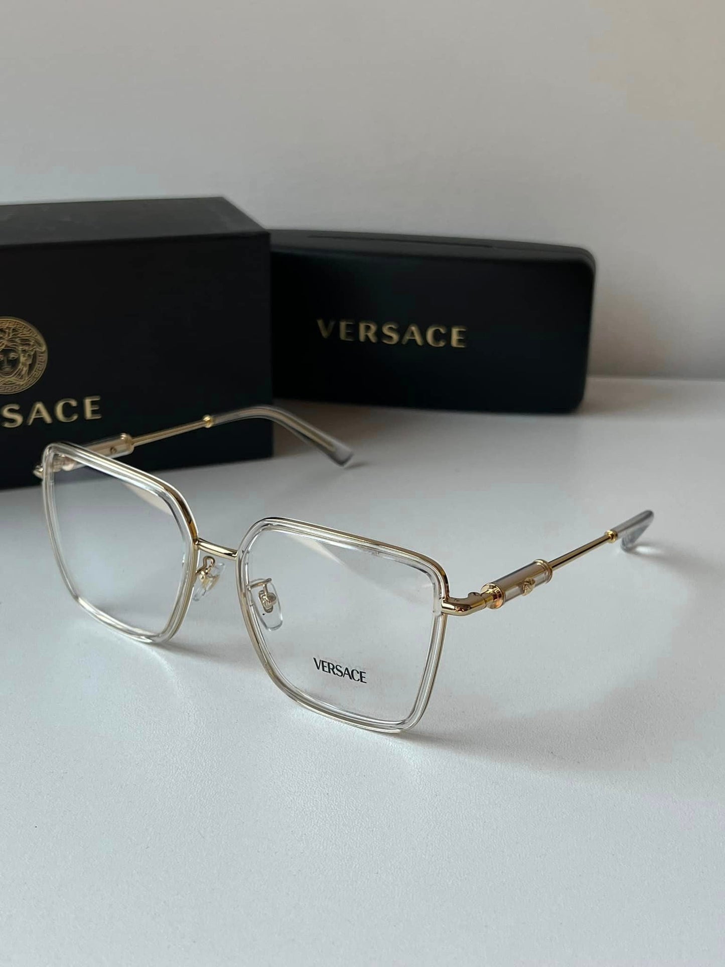 Versace VE1294D Clear Metal Square Frames