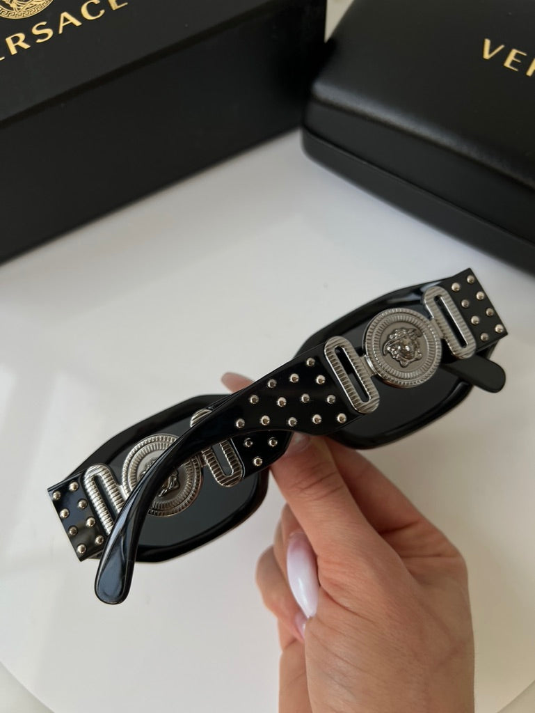 Versace VE4361 Biggie Sunglasses in Black Silver Studs