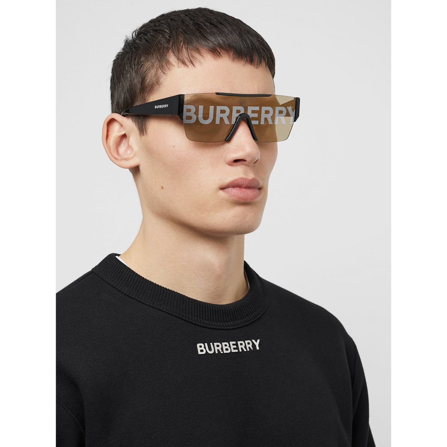 Burberry BE4291 Mirrored Shield Sunglasses in Gold