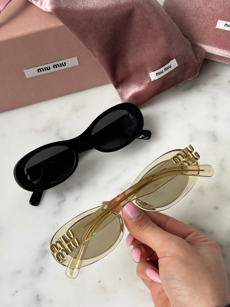 Miu Miu MU08ZS Sand Gold Slim Sunglasses