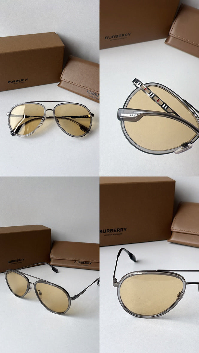Burberry BE3125 Oliver Aviator Sunglasses in Gunmetal Yellow