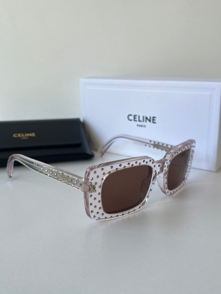 Celine CL4213IS Pink Clear Crystal Studded Sunglasses
