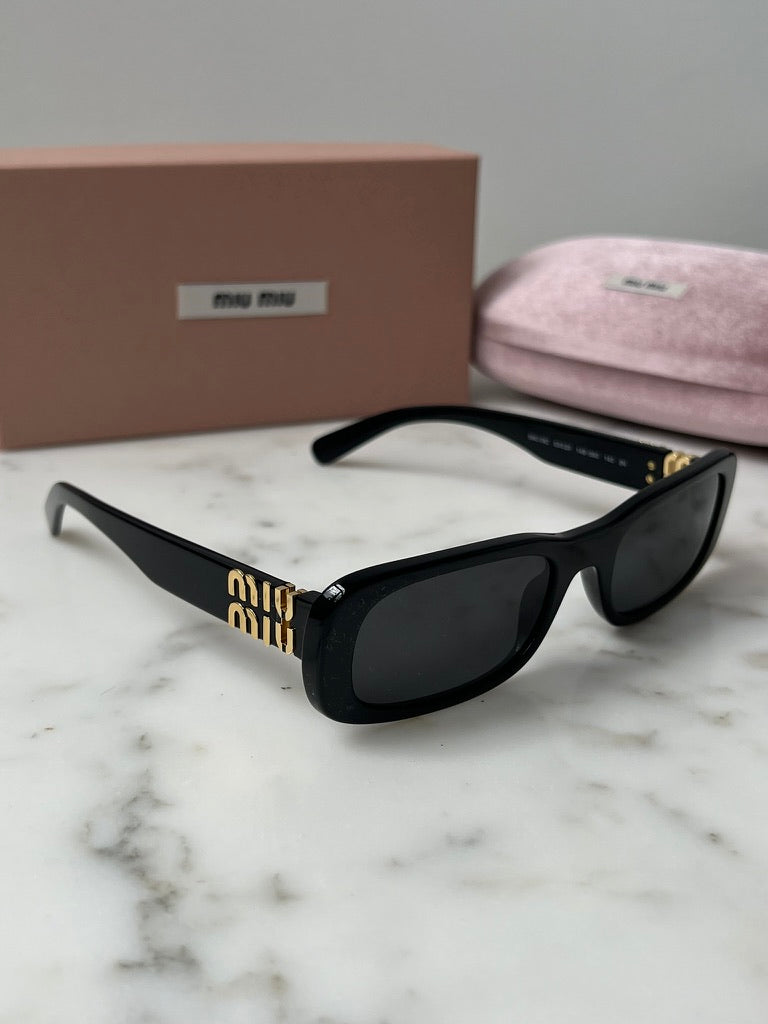 Miu Miu MU08ZS Black Gold Slim Sunglasses