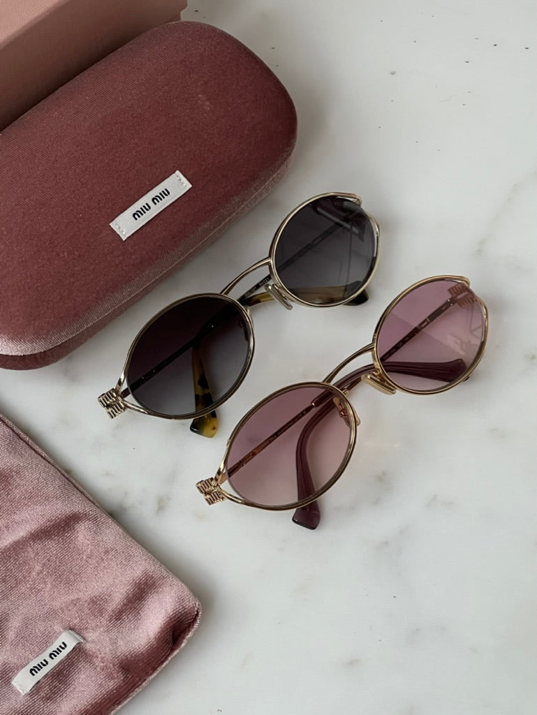 Miu Miu MU52YS Pink Lens Metal Sunglasses