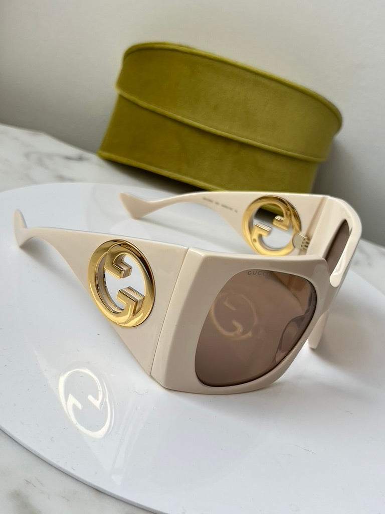 Gucci GG1255S Oversized Mask Ivory Sunglasses