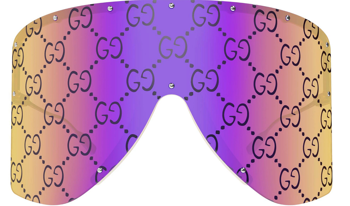 Gucci GG1244S Oversized Pink Mirrored Logo Shield Sunglasses