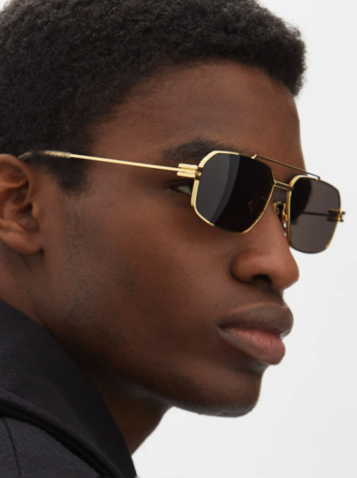 Bottega Veneta BV1128S Slim Aviator Sunglasses