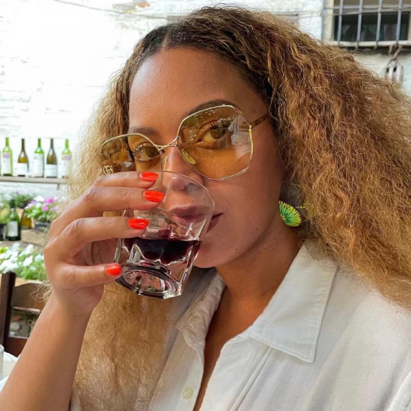 Gucci GG0818SA Metal Cutout Sunglasses in Pink Lens