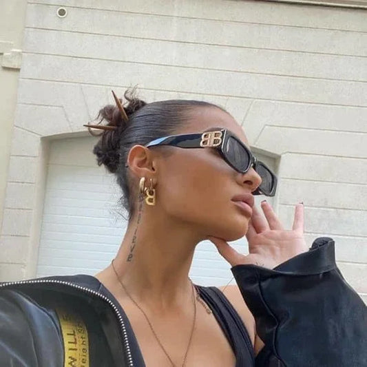 Balenciaga BB0096S Logo Sunglasses in Black