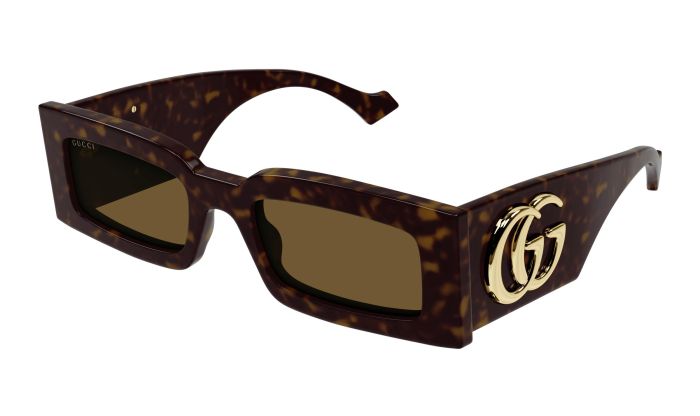 Gucci GG1425S Thick Rim Rectangle Sunglasses in Havana Brown