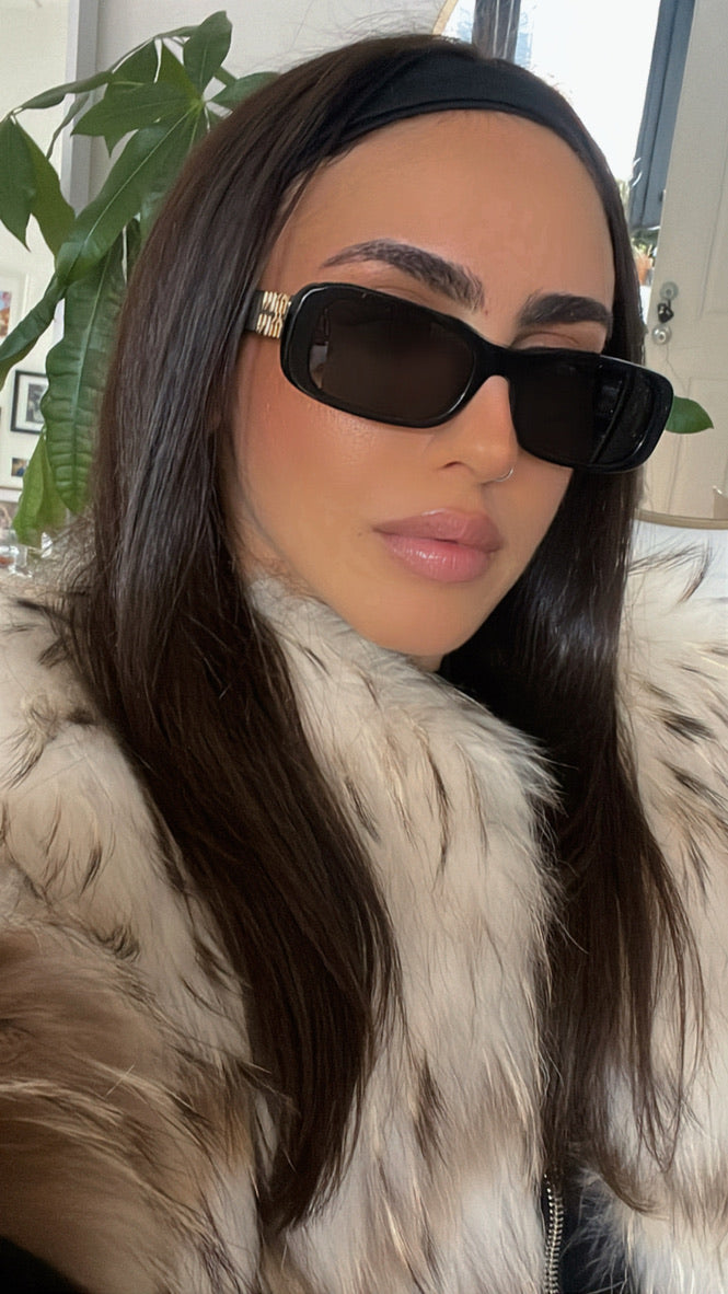 Miu Miu MU08ZS Black Gold Slim Sunglasses