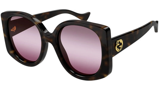 Gucci GG1257S Brown Red Lens Rounded Sunglasses