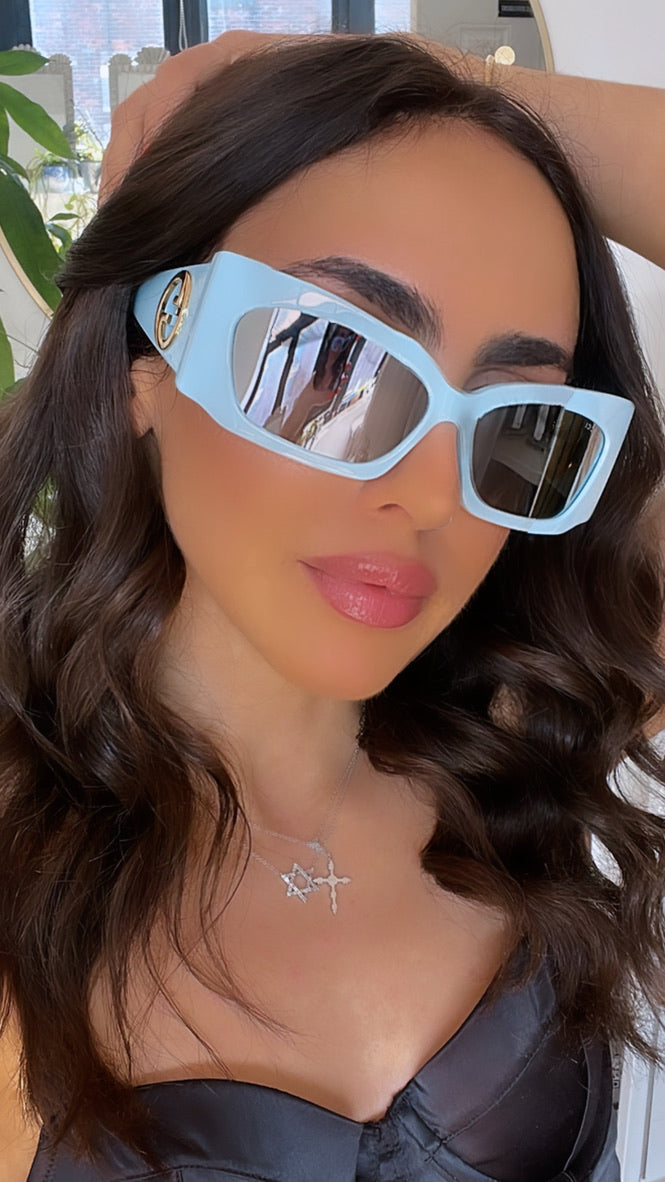 Gucci GG1412S Blue Shield Mask Sunglasses