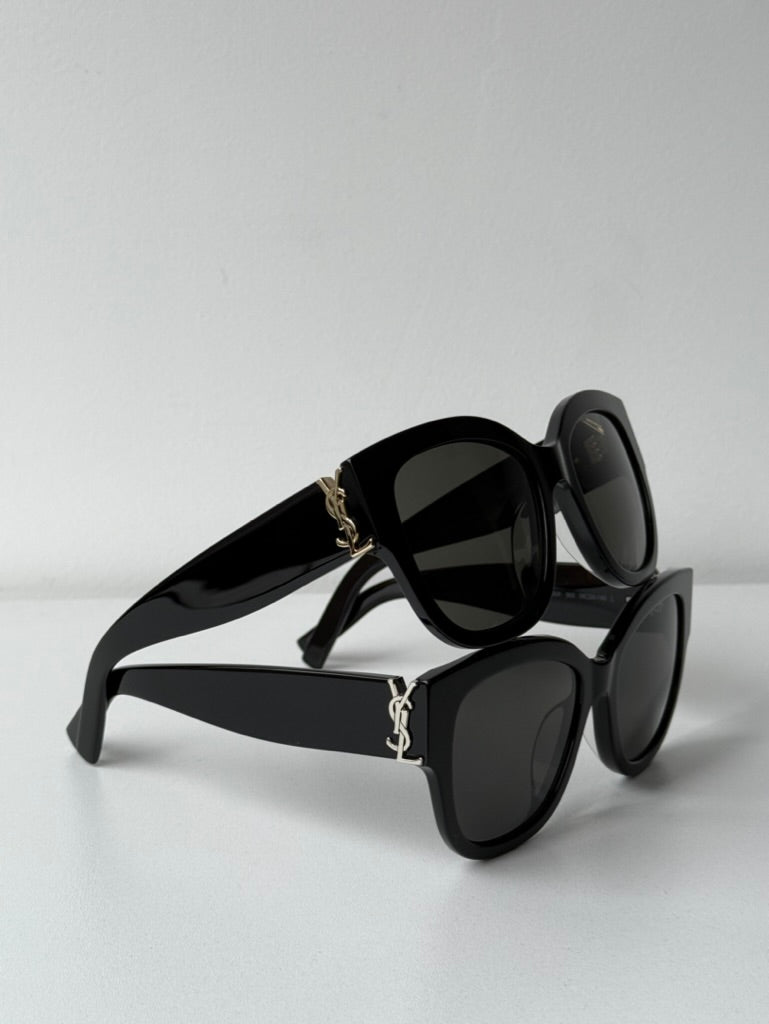 Saint Laurent SLM95/F Thick Rim Cat Eye Sunglasses in Black Gold