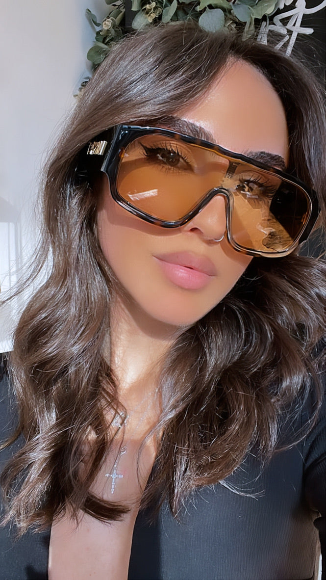 Versace VE4439 Mask Sunglasses in Brown