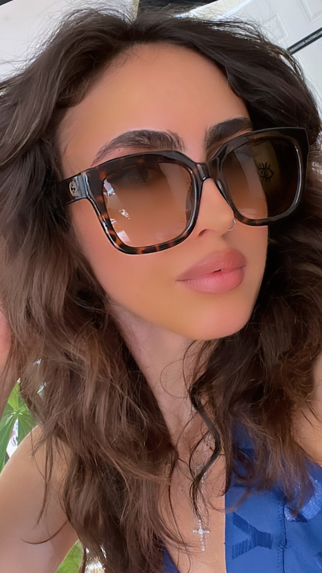 Gucci GG1338SK Thick Rim Sunglasses in Brown