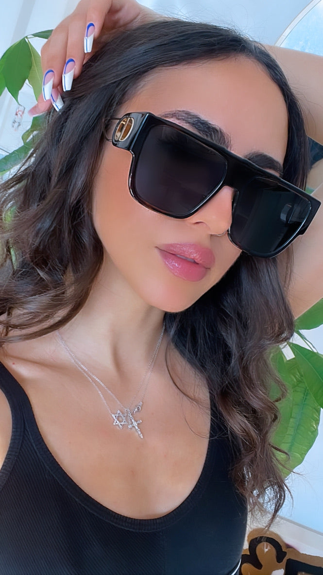 Dior 30Montaigne S3U Flat Top Sunglasses in Havana Brown