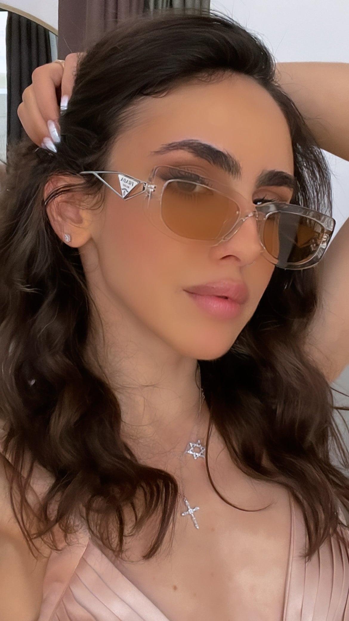 Prada PR14YS Slim Sunglasses in Champagne Beige