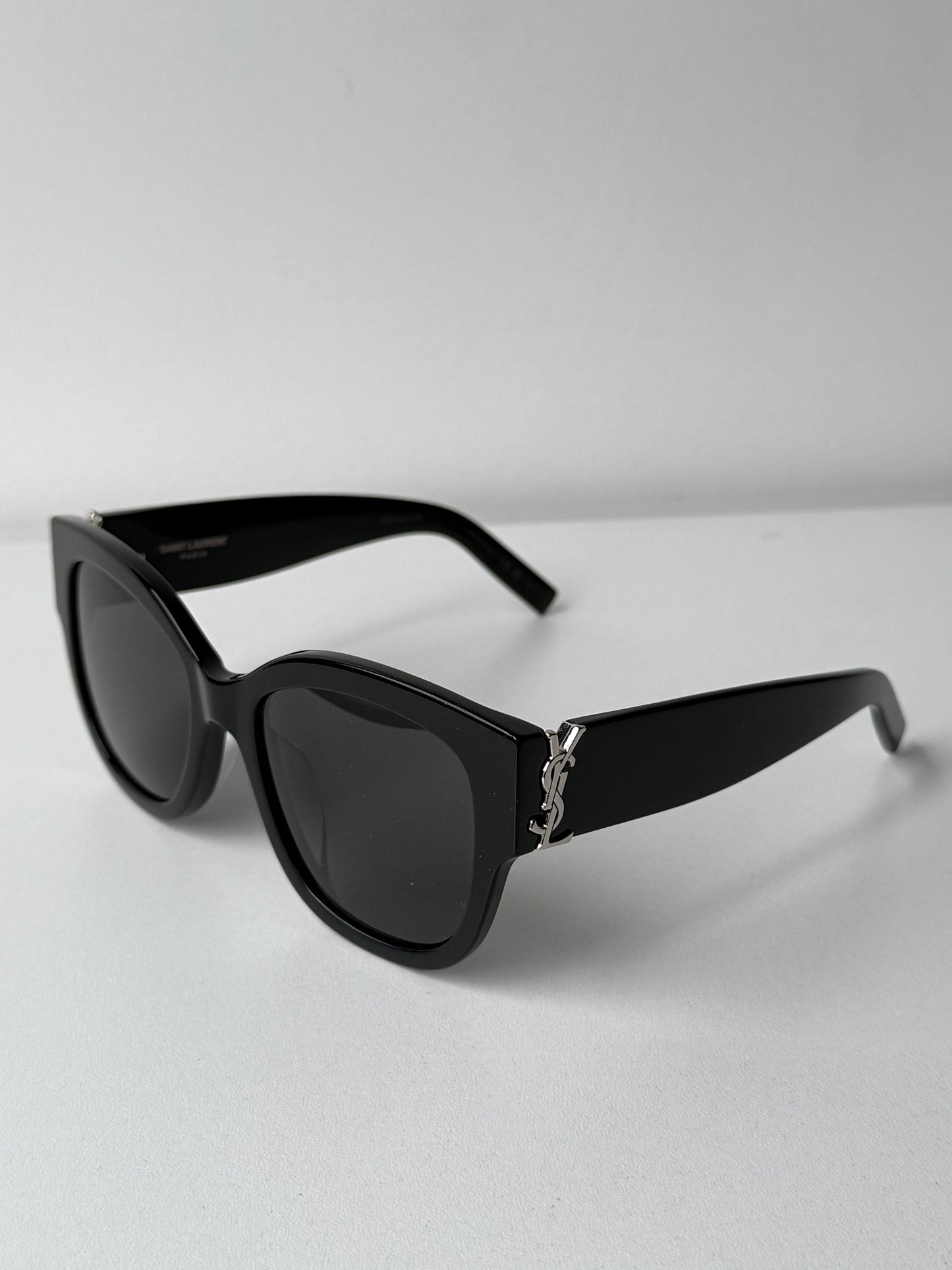 Saint Laurent SLM95/F Thick Rim Cat Eye Sunglasses in Black Gold