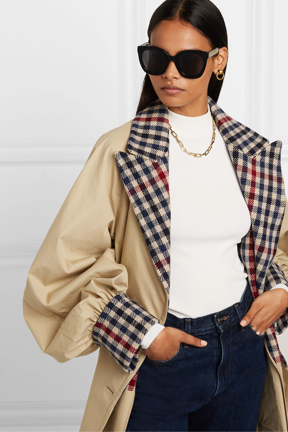 Gucci GG0564S Oversized Rounded Cat Eye Clear Leg Sunglasses