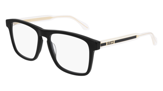 Gucci GG0561ON Rectangular Keyhole Clear Leg Eyeglasses Frames in Black