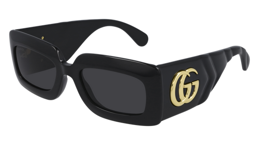 Gucci GG0811S Thick Rim Rectangle Quilted Sunglasses in Black