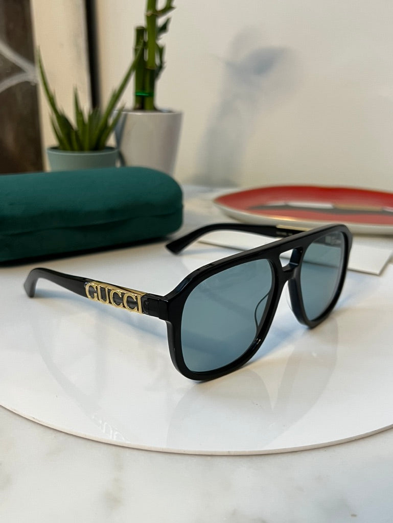 Gucci GG1188S Black Gold Aviator Sunglasses