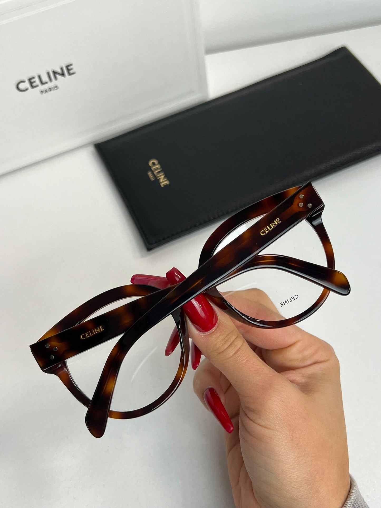 Celine CL50093I Rounded Eyeglasses Frames in Havana Brown