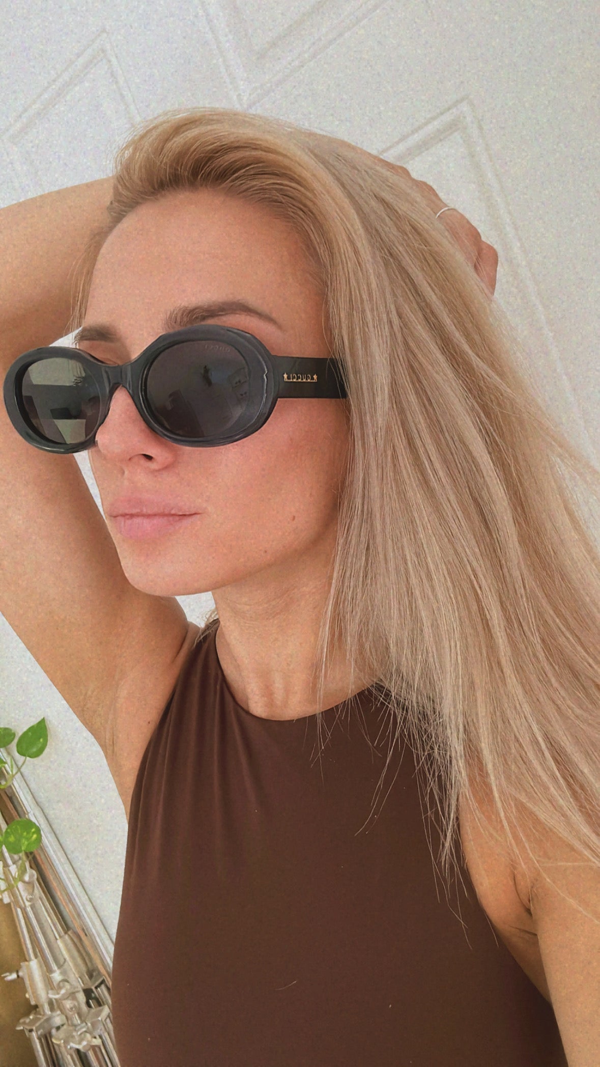 Gucci GG1587S Black Oval Sunglasses