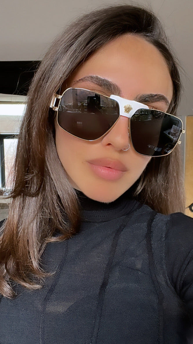 Versace VE2251 Medusa Aviator Sunglasses in White