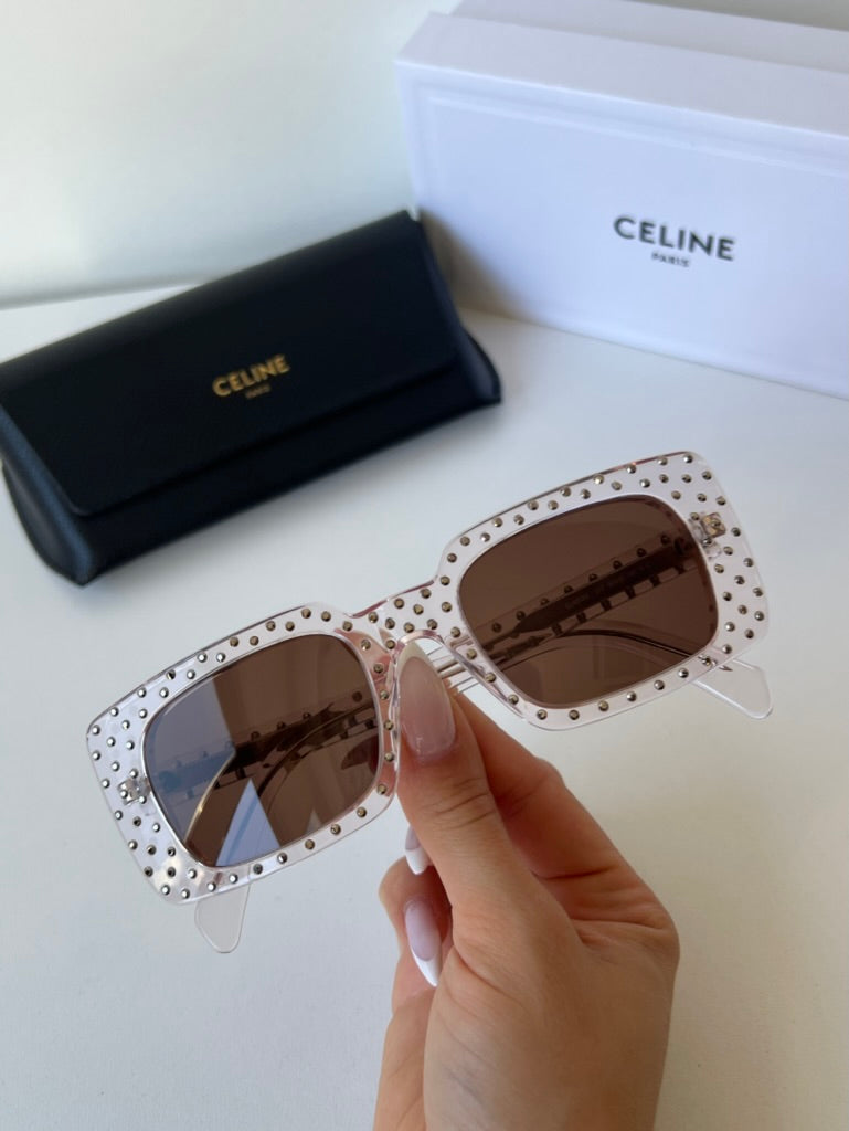Celine CL4213IS Pink Clear Crystal Studded Sunglasses