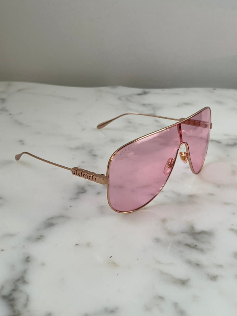 Gucci GG1436S Pink Lens Mask Sunglasses