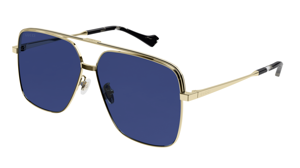 Gucci GG1099SA Navigator Oversized Pilot Sunglasses in Blue Lens