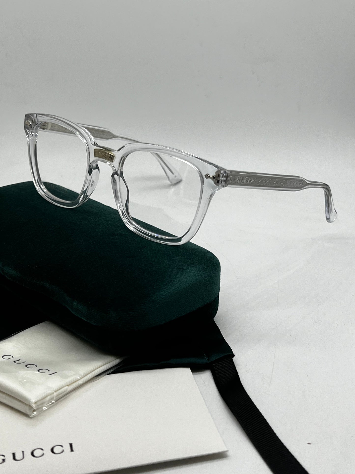 Gucci GG0184O Clear Silver Square Frames