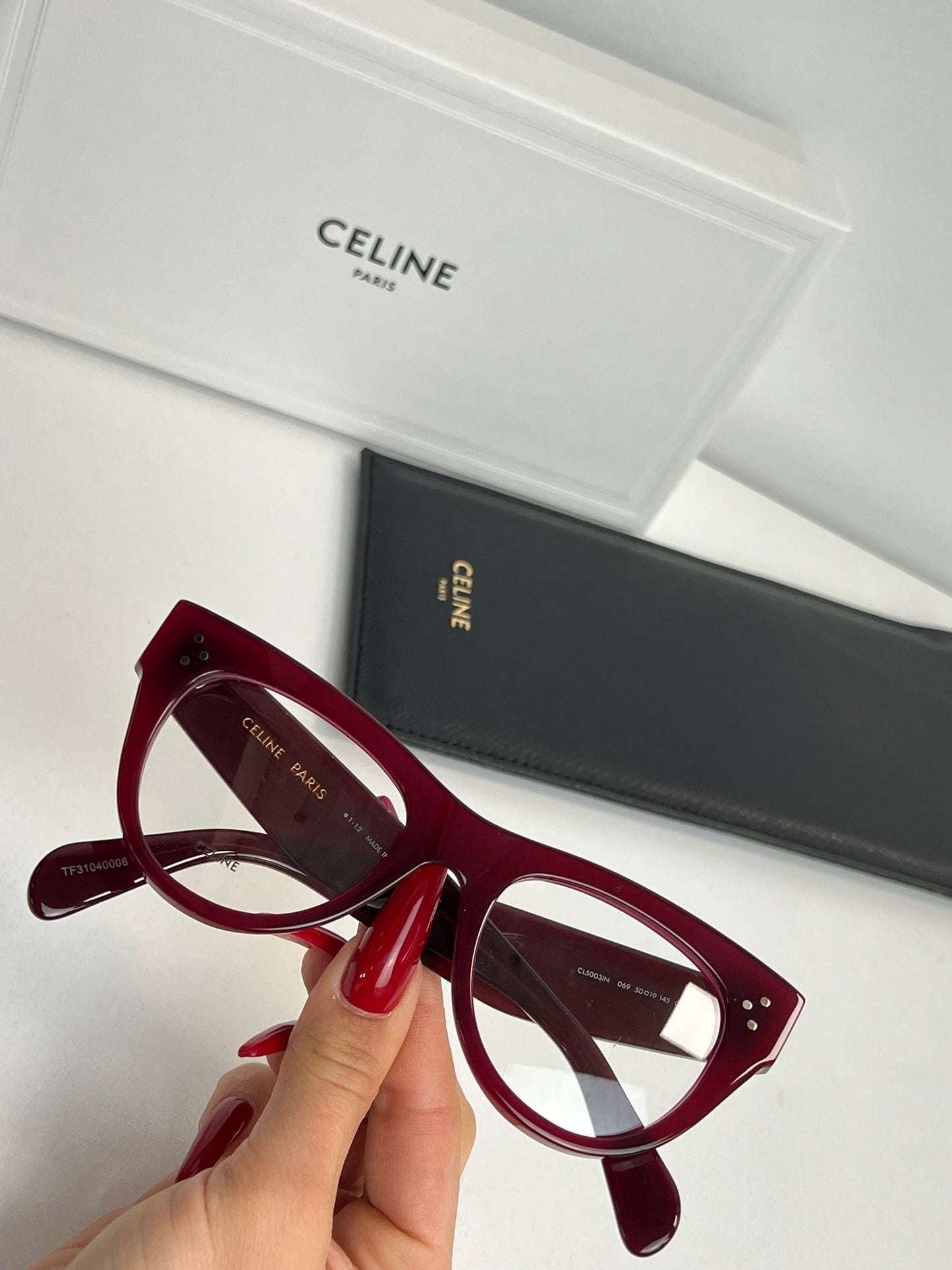 Celine CL5003IN Bordeaux Thick Cat Eye Eyeglasses Frames