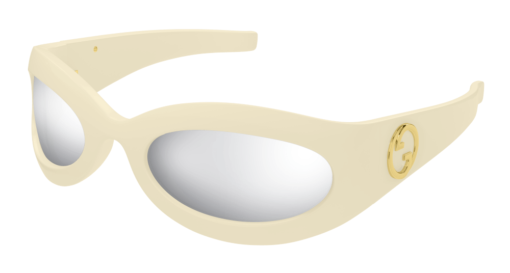 Gucci GG1247S Ivory Mirror Shield Sunglasses