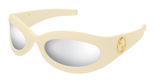 Gucci GG1247S Ivory Mirror Shield Sunglasses