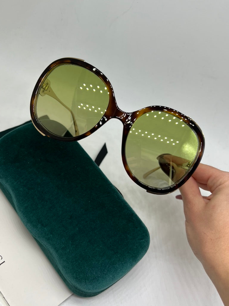 Gucci GG0226SK Oval Cutout Sunglasses in Havana Brown