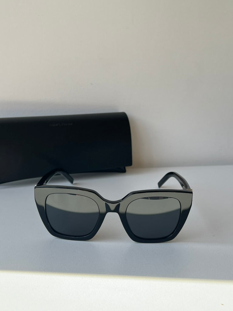 Saint Laurent SLM143 Square Sunglasses in Black Gold