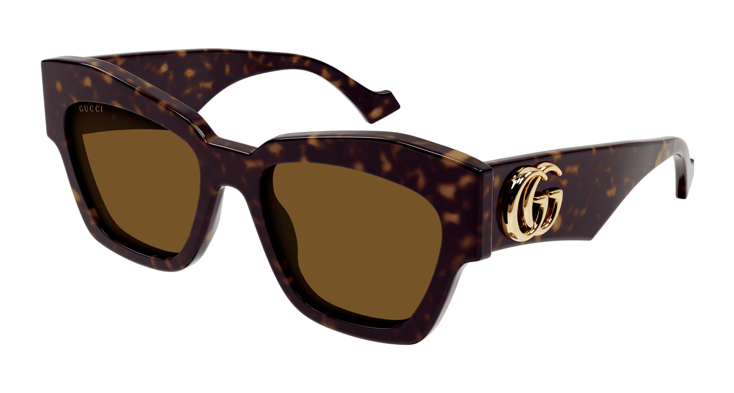 Gucci GG1422S Thick Rim Cat Eye Sunglasses in Havana Brown