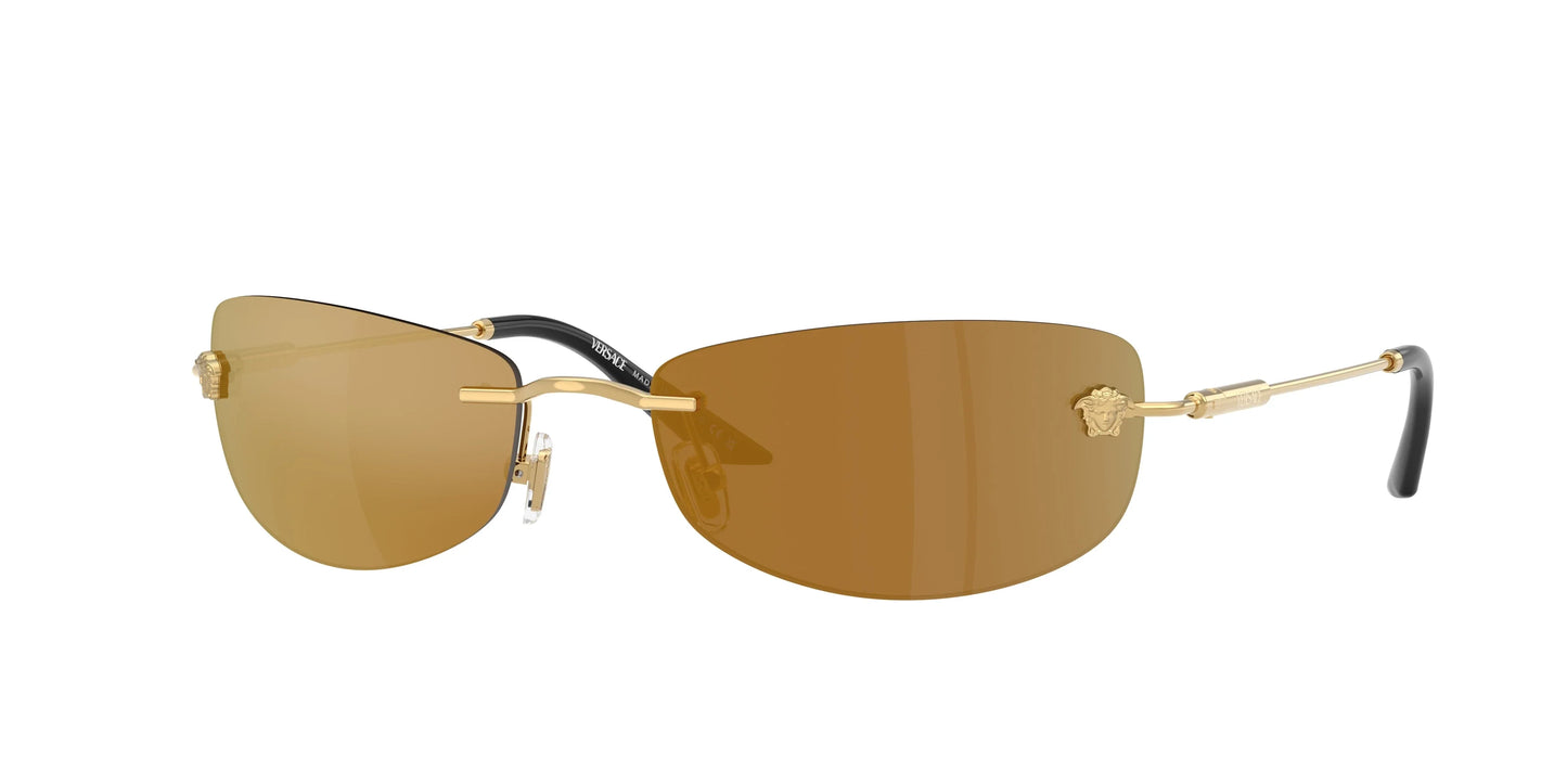Versace VE2279 Rimless Sunglasses in Gold Mirror