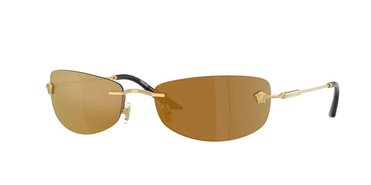 Versace VE2279 Rimless Sunglasses in Gold Mirror