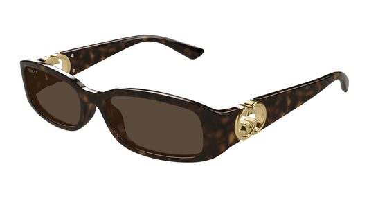 Gucci GG1661S Slim Rectangular Sunglasses in Havana Brown