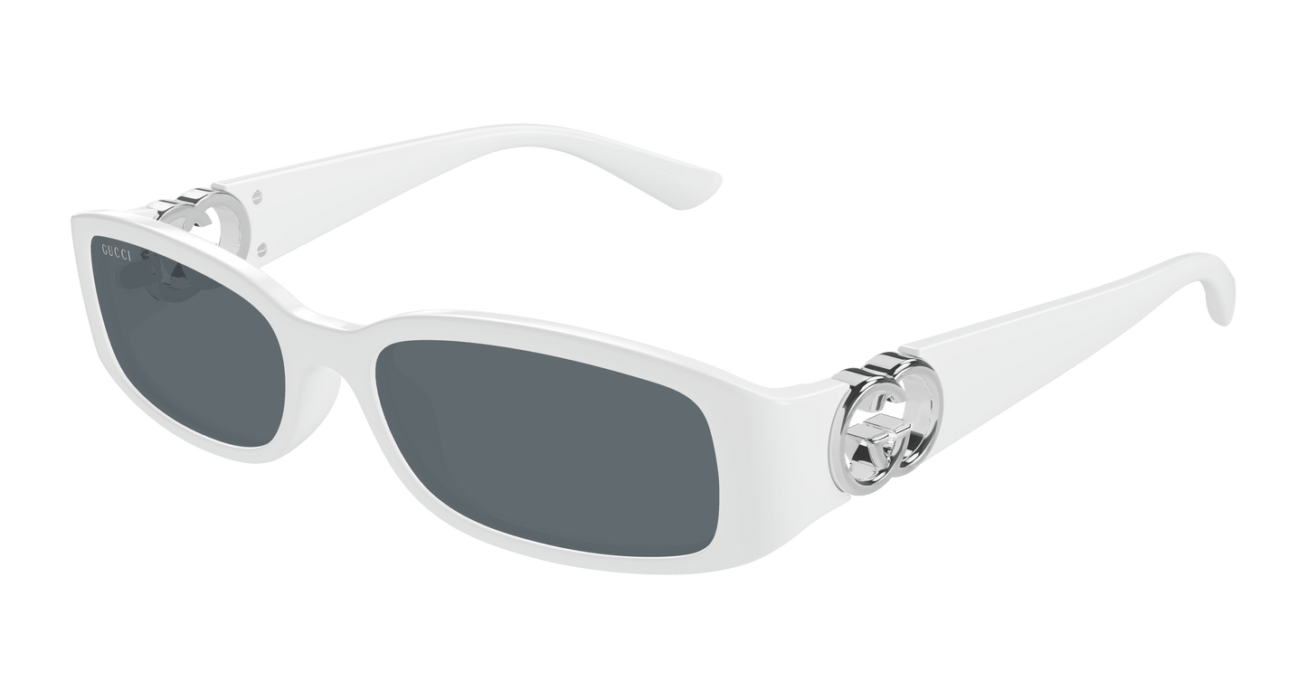 Gucci GG1661S Slim Rectangular Sunglasses in White