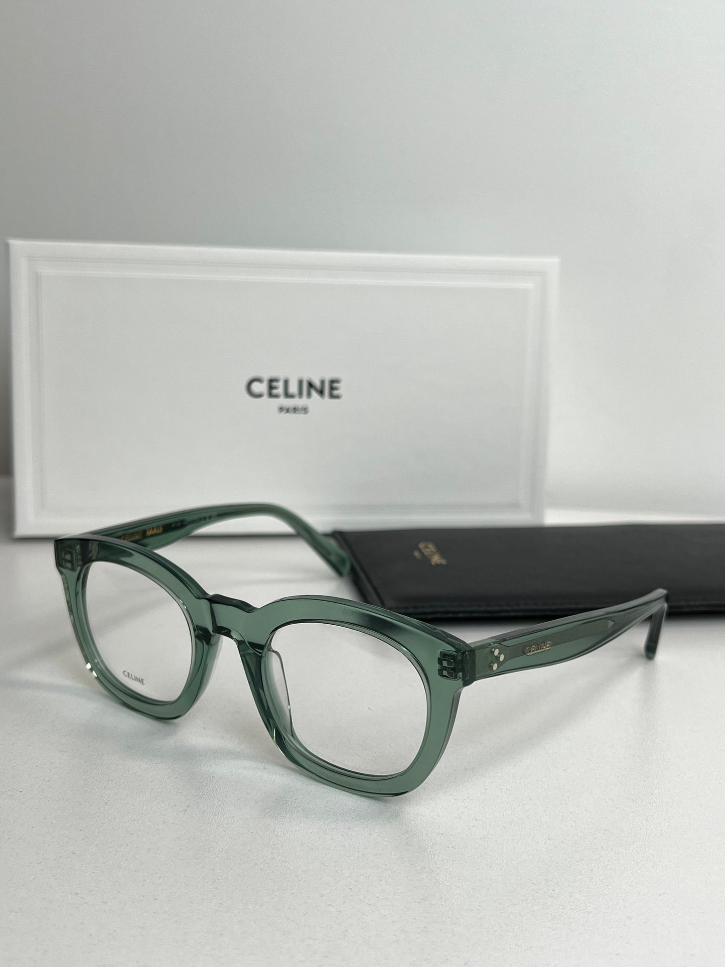 Celine CL5004IN Transparent Green Rounded Eyeglasses Frames