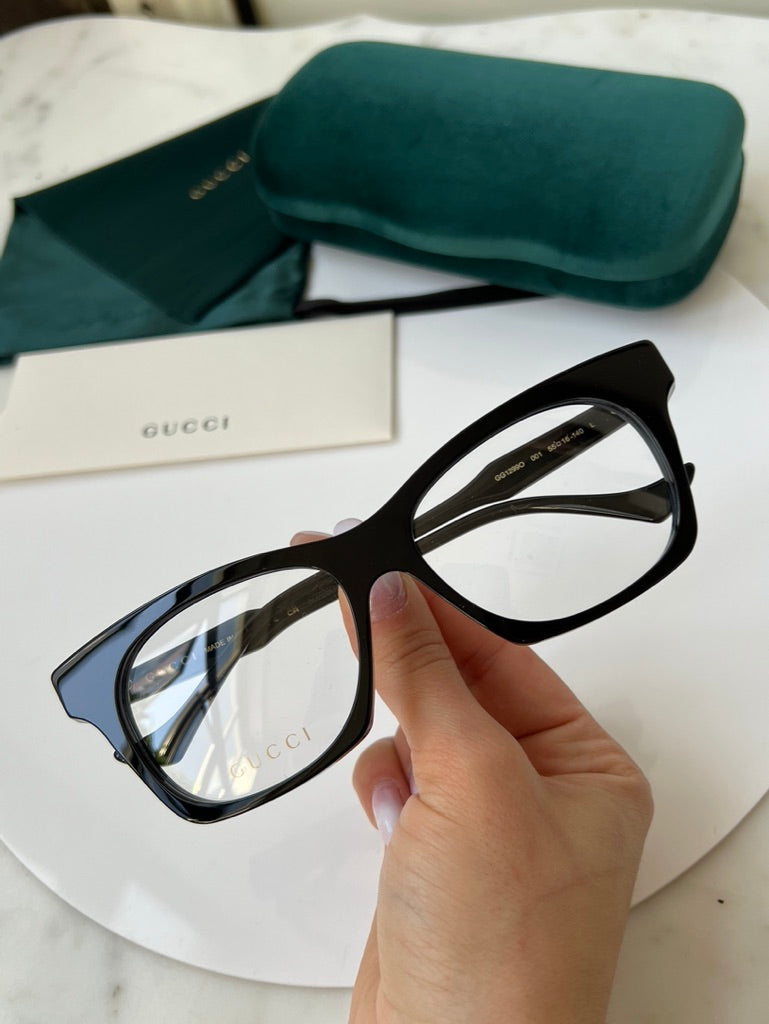 Gucci GG1299O Squared Cat Strass Frames in Black