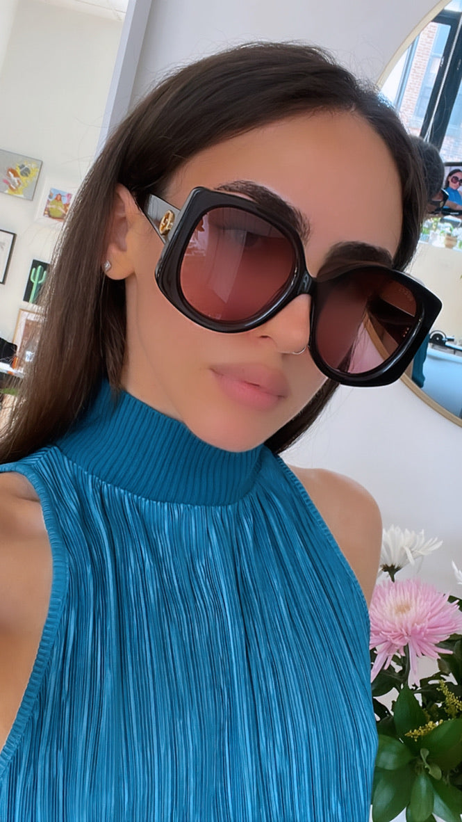 Gucci GG1257S Brown Red Lens Rounded Sunglasses